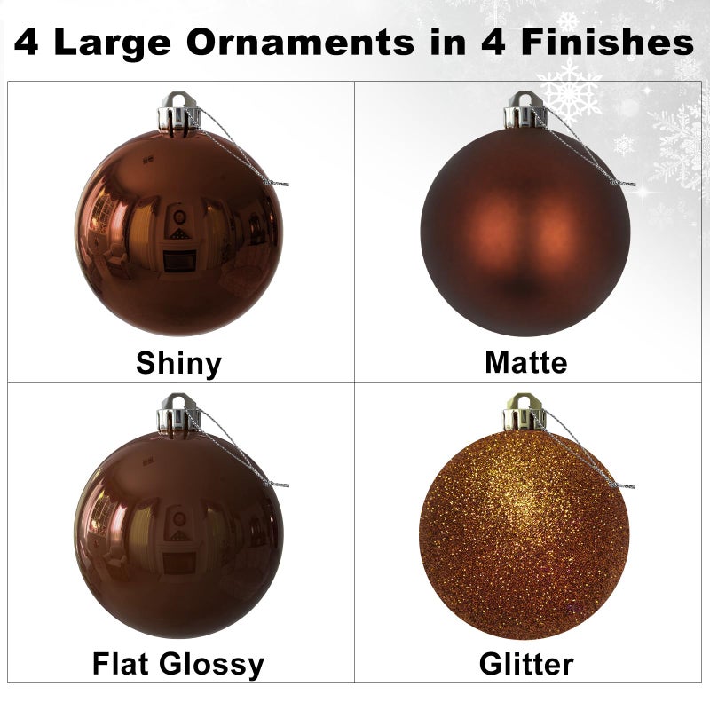 GameXcel Bronze 4.0" Large Christmas Balls - Christmas Tree Decoration Ornaments Shatterproof Hanging Balls for Birthday Halloween Holiday Wedding Decorations Set of 4pcs - Image 2